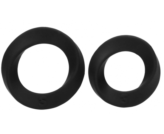 Набор из двух черных эрекционных колец N 86 Cock Ring Set, фото 