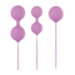 Набор розовых вагинальных шариков Luxe O' Weighted Kegel Balls, Цвет: розовый, фото 