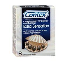 Презервативы с крупными точками и рёбрами Contex Extra Sensation - 3 шт., фото 