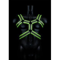 Стильная портупея Body Harness с неоновым эффектом, Цвет: черный с зеленым, Размер: L-XL, фото 