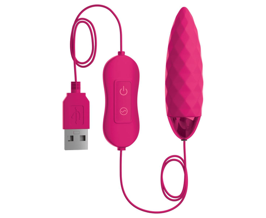 Розовая, рельефная, работающая от USB вибропуля Fun, фото 