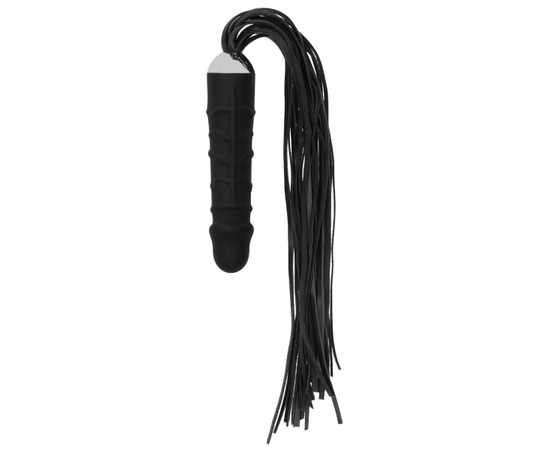 Черная плеть с рукоятью-фаллосом Whip with Realistic Silicone Dildo - 45,5 см., фото 
