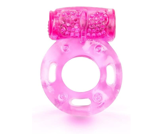 Розовое эрекционное кольцо с виброэлементом, фото 