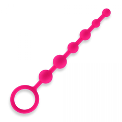 Розовая анальная цепочка из 6 шариков - 21 см., фото 