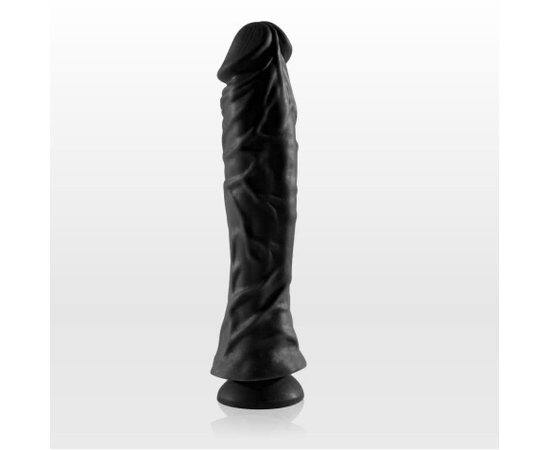 Чёрный фаллоимитатор на присоске с ярко выраженным рельефом - 21,5 см., Цвет: черный, фото 