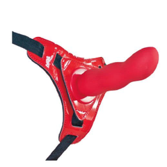 Женский страпон Erokay красного цвета - 14 см., Цвет: красный с черным, фото 