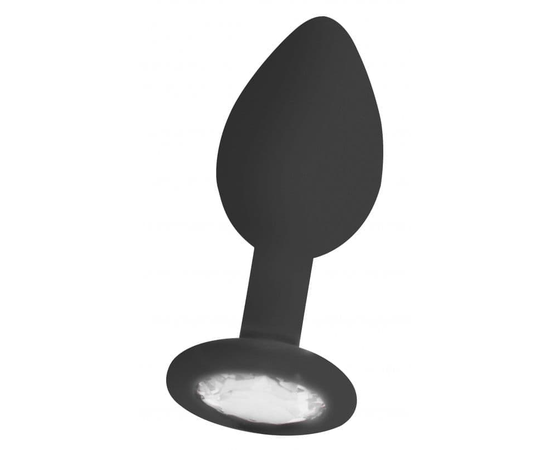 Черная анальная пробка с прозрачным кристаллом Diamond Butt Plug - 7,3 см., фото 
