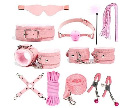 БДСМ-набор «Оки-Чпоки» из 11 предметов, Цвет: розовый, фото 
