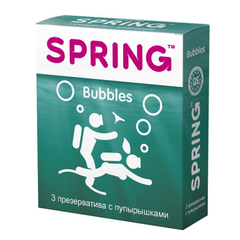 Презервативы SPRING BUBBLES с пупырышками - 3 шт., фото 