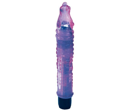Фиолетовый гелевый вибратор в форме крокодильчика - 19 см., фото 