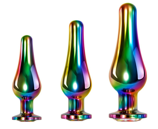 Набор из 3 радужных анальных пробок Rainbow Metal Plug Set, фото 