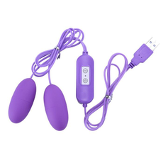 Фиолетовые гладкие виброяйца, работающие от USB, фото 