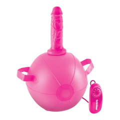 Розовый надувной мяч с вибронасадкой Vibrating Mini Sex Ball - 15,2 см., Цвет: розовый, фото 