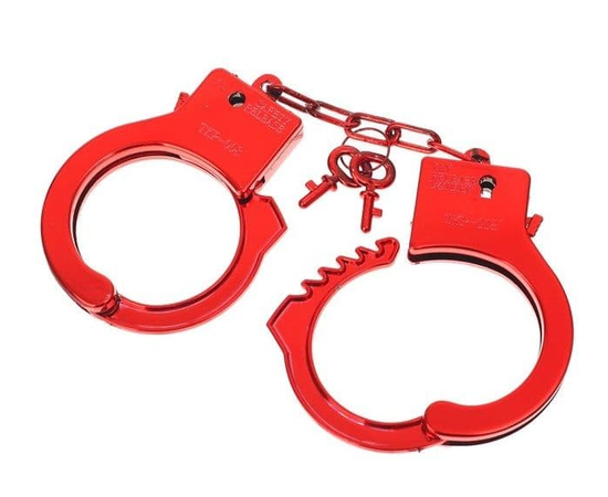 Красные пластиковые наручники "Блеск", фото 