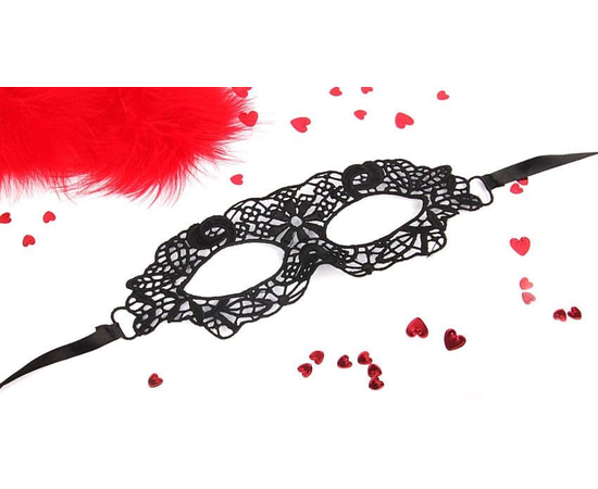Черная ажурная текстильная маска Одри, Цвет: черный, фото 