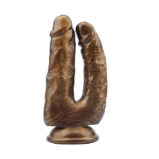 Анально-вагинальный фаллоимитатор Dick Cumming - 18 см., Цвет: золотистый, фото 