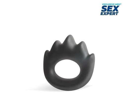Черное эрекционное кольцо в форме пламени, фото 