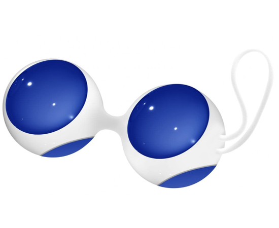 Синие стеклянные вагинальные шарики Ben Wa Large в белой оболочке, фото 