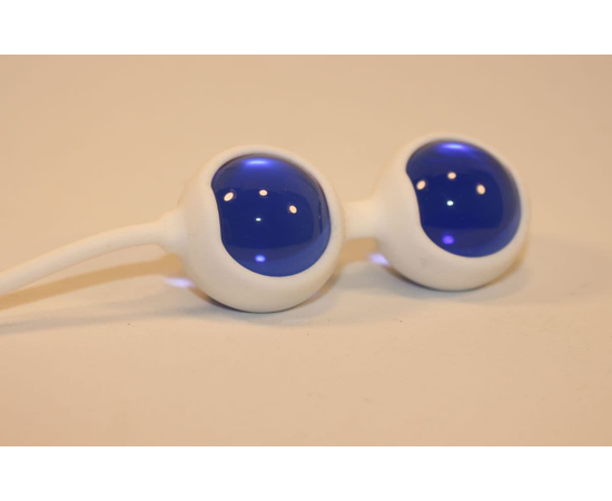 Сине-белые вагинальные шарики для тренировки интимных мышц, Цвет: синий с белым, фото 