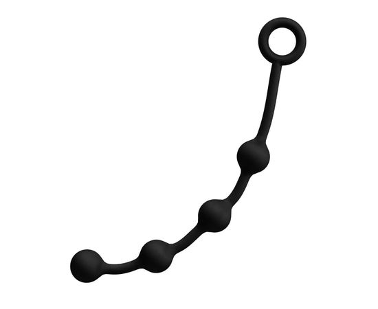 Чёрная анальная цепочка с 4 шариками - 33 см., фото 