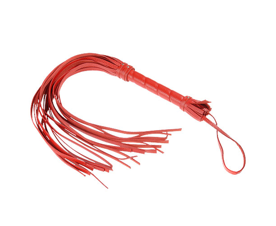 Гладкая красная плеть из кожи с жесткой рукоятью - 65 см., фото 