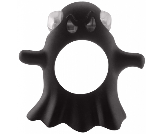 Чёрное эрекционное виброкольцо Gentle Ghost Cockring в виде привидения, фото 