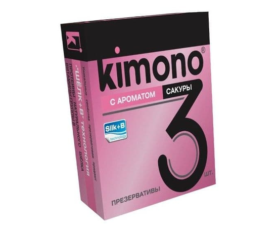 Презервативы KIMONO с ароматом сакуры - 3 шт., фото 