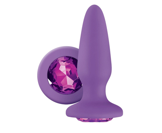Фиолетовая анальная пробка с фиолетовым кристаллом Glams Purple Gem - 10,4 см., фото 