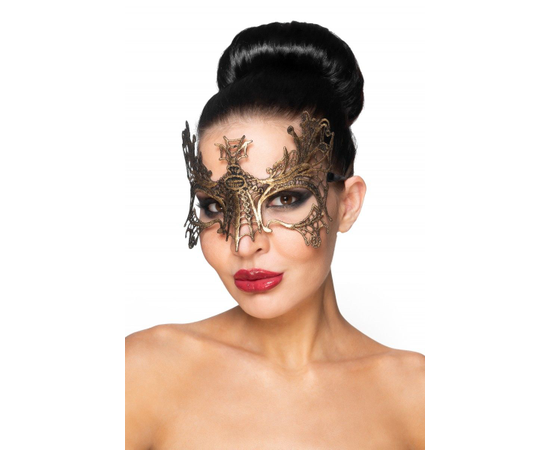 Золотистая карнавальная маска "Селена", Цвет: золотистый, фото 