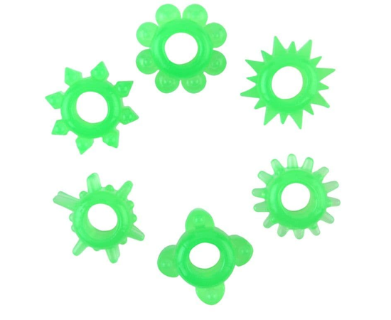 Набор из 6 зелёненьких эрекционных колец, фото 