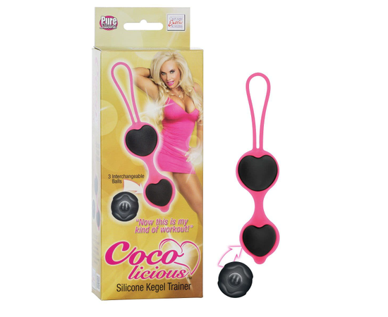 Чёрные вагинальные шарики из силикона Coco Licious Kegel Balls, Цвет: черный с розовым, фото 