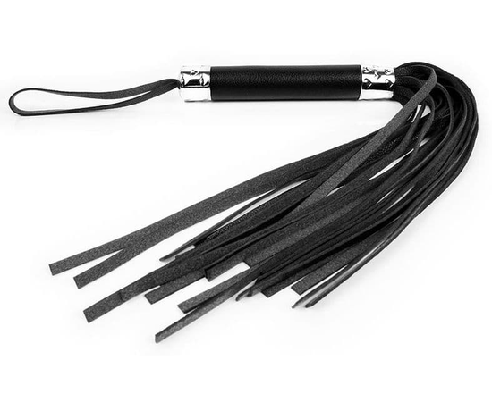 Черная многохвостая плеть с круглой ручкой - 44 см., фото 