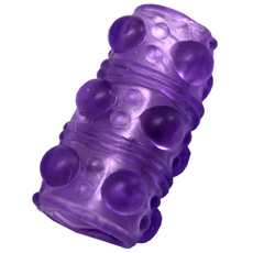 Фиолетовая сквозная насадка на фаллос с пупырышками - 5,5 см., фото 