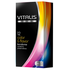 Цветные ароматизированные презервативы VITALIS PREMIUM color & flavor - 12 шт., Объем: 12 шт., Цвет: разноцветный, фото 