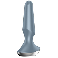 Малиновая анальная пробка с вибрацией Satisfyer Plug-ilicious 2 - 14 см., Цвет: серый, фото 