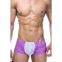 Кружевные трусы-хипсы для мужчин, Цвет: фиолетовый с белым, Размер: L-XL, фото 