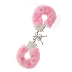 Металлические наручники с розовой меховой опушкой METAL HANDCUFF WITH PLUSH PINK, фото 