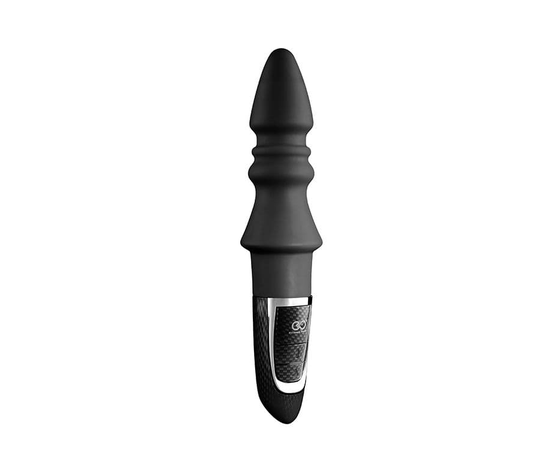Черный конический анальный вибромассажер-ёлочка JOYFUL PLUG VIBRATOR 5.5INCH - 14 см., фото 