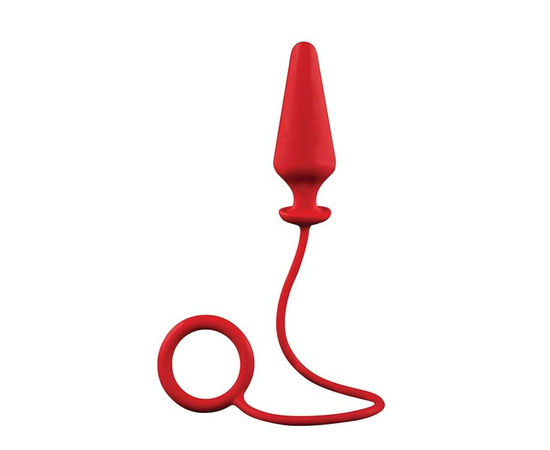 Красное эрекционное кольцо с анальной пробкой MENZSTUFF 4INCH SINGLE RING ANAL PLUG, фото 