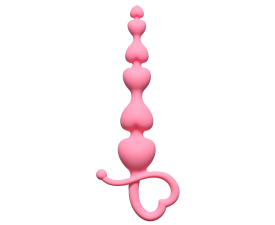 Розовая анальная цепочка Begginers Beads - 18 см., фото 