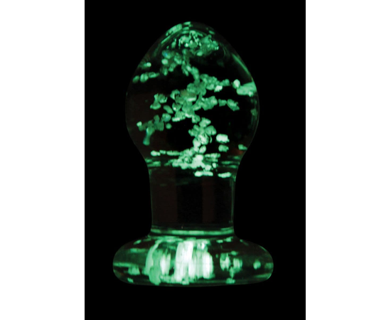 Прозрачная, светящаяся в темноте анальная пробка  Glass Plug Small - 6,3 см., фото 