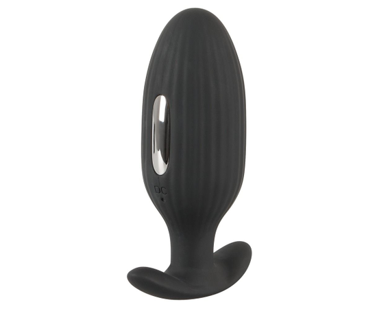 Черная анальная втулка с вибрацией и электростимуляцией Vibrating E-Stim Butt Plug - 9,2 см., фото 