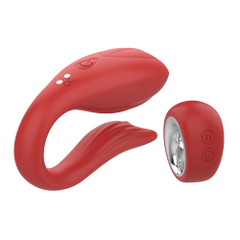 Красный вибратор для пар Pandora, фото 