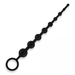 Чёрная анальная цепочка из 9 шариков - 30 см., фото 