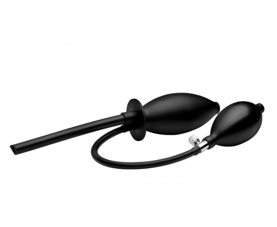 Черная анальная пробка с расширением Isabella Sinclaire Inflatable Enema Plug - 11,4 см., фото 