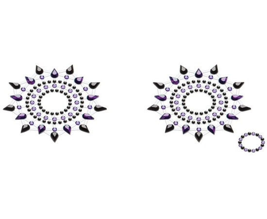 Черно-фиолетовые стикеры на грудь и живот, Цвет: черный с фиолетовым, фото 
