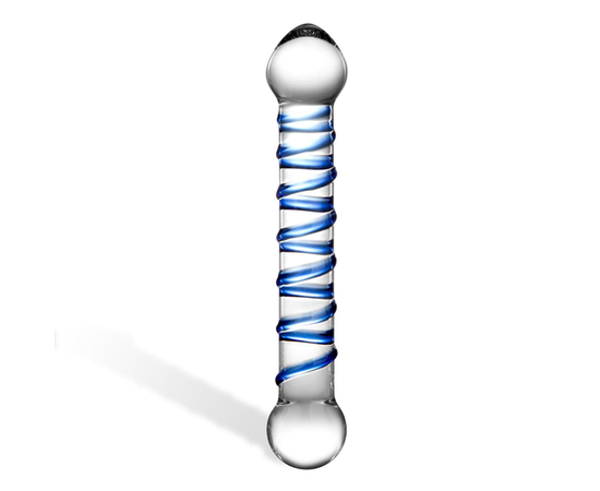 Прозрачный фаллос с голубой спиралью Spiral Dildo - 17 см., Цвет: прозрачный, фото 