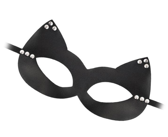Пикантная черная маска "Кошка" с заклепками, фото 