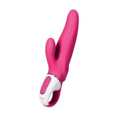 Ярко-розовый вибратор Satisfyer Vibes Mr. Rabbit с клиторальным отростком - 22,1 см., фото 