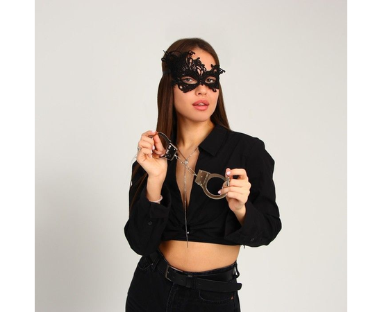 Эротический набор «Сладкое повиновение»: наручники и маска, фото 